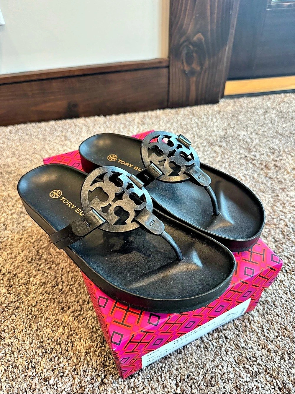 Tory Burch Miller Cloud Sandal Leather Black US 7.5